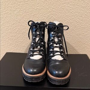 Indigo Black and White Lace Up Boots